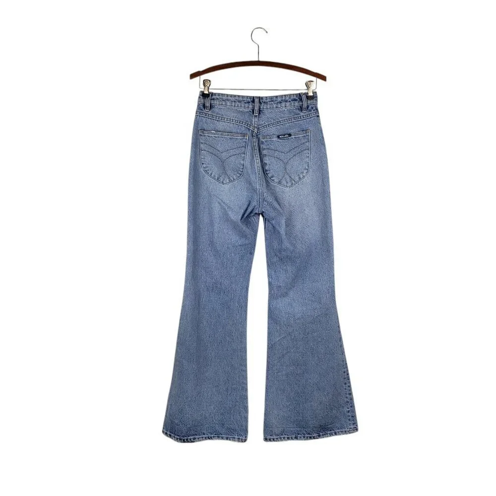 Rolla's Eastcoast Flare Jeans High Rise Distressed Medium Wash Womens Size 27